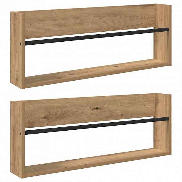 vidaXL Regál na časopisy s policí 2 ks Artisanový dub 80 x 12 x 30 cm