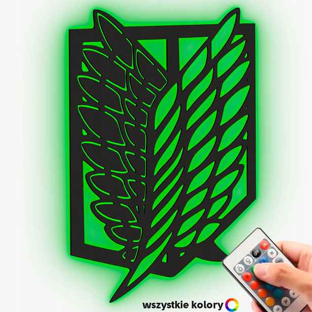 Dřevěný 3D obraz Anime Attack on Titan Logo Nástěnná Noční Lampa Led
