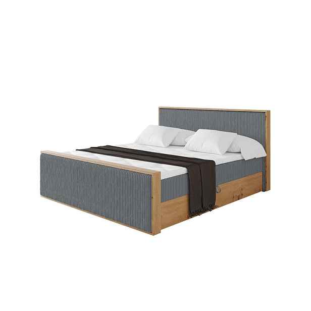 ALTDECOR KONTINENTÁLNÍ POSTEL s matrací H3 - LOLLI9-Z - 180x200 cm Tmavě šedá