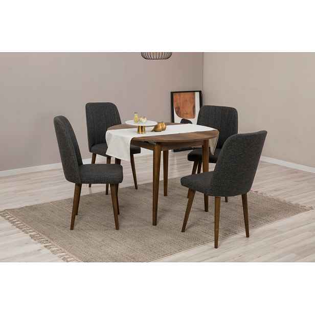 Jídelní set s rozkládacím stolem a židlemi (5 kusů) Vina 1053 - Anthracite, Walnut