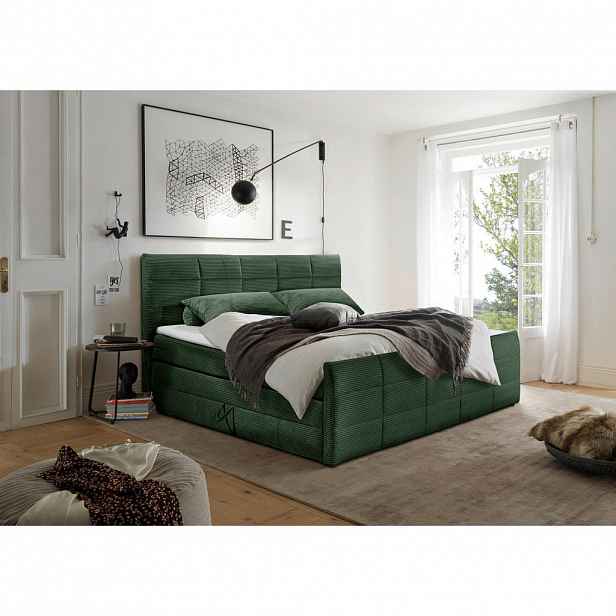 MID.YOU POSTEL BOXSPRING, 180/200 cm, olivově zelená