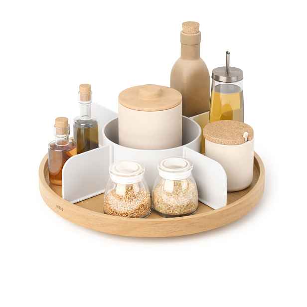 Otočný organizér Umbra BELLWOOD LAZY SUSAN - bilý/přírodní