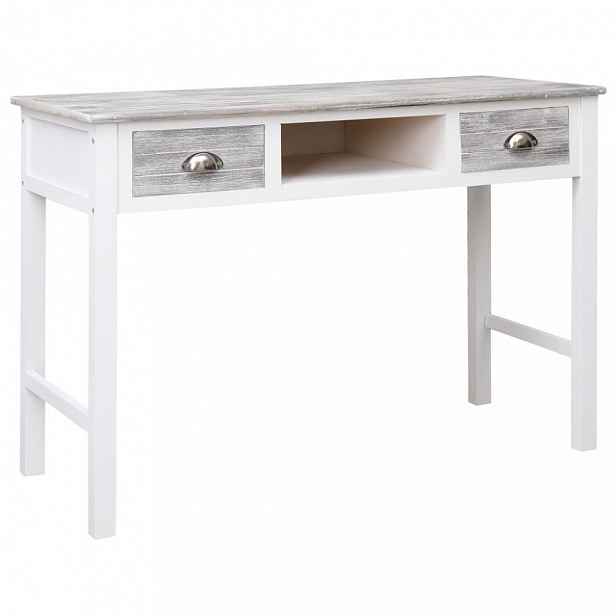 Psací stůl se 2 zásuvkami masivní dřevo Bílá / šedá
