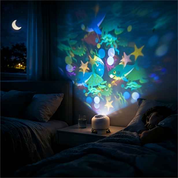 TEMU LED Dynamická Rotující Stolní Lampa, USB Napájená Oceánská Noční Světla, 360° Rotující Projektor s Dynamickými Oceánskými Vzory, Vhodná do