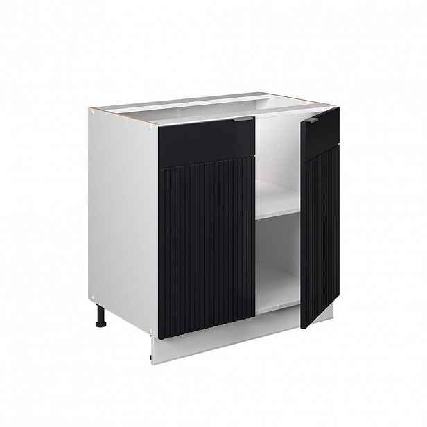 Vicco SPODNÍ SKŘÍŇKA KUCHYŇSKÉ LINKY Fame-Line, Černý pruhovaný/Bílá, 80 cm pracovná doska Dub Goldkraft