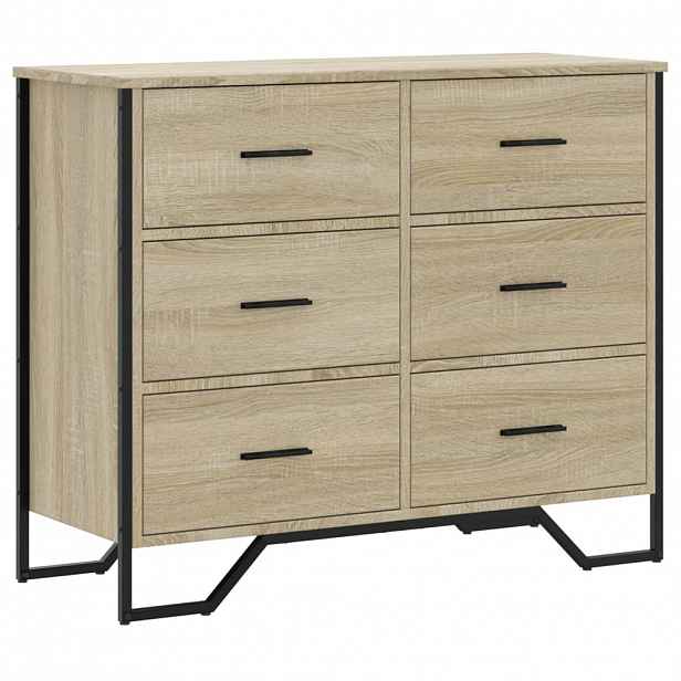 vidaXL Komoda dub sonoma 91 x 35,5 x 74,5 cm kompozitní dřevo