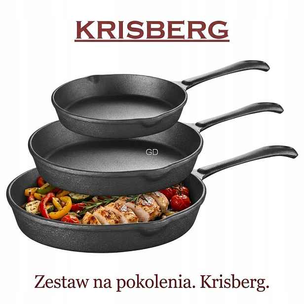 Sada 3 litinových pánví 16 20 25 cm, těžká indukce Krisberg KS-2573