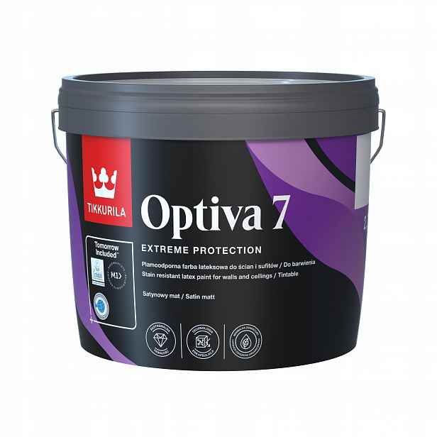 Barva barva na stěny Tikkurila Optiva 7 Satin Matt 2,7L Bílá
