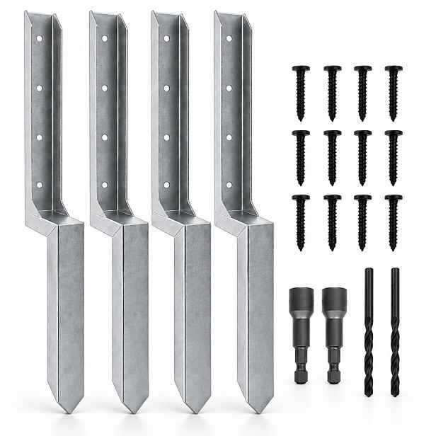 Relaxdays KOTVA Stříbrná 4ks-Set ocel zatloukací 85,4 cm