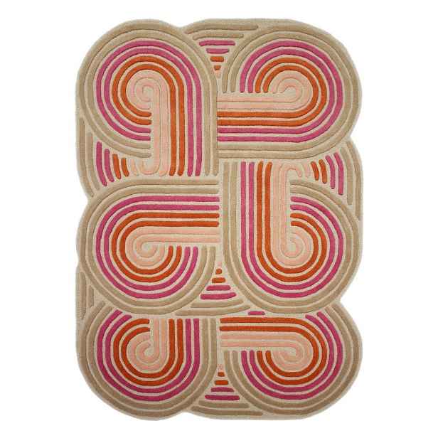 Růžový ručně tkaný vlněný koberec 140x200 cm Spiral Shaped  – Flair Rugs