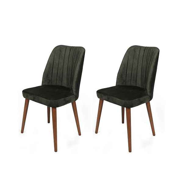 Sada jídelních židlí Alfa Khaki and Walnut, 2 ks