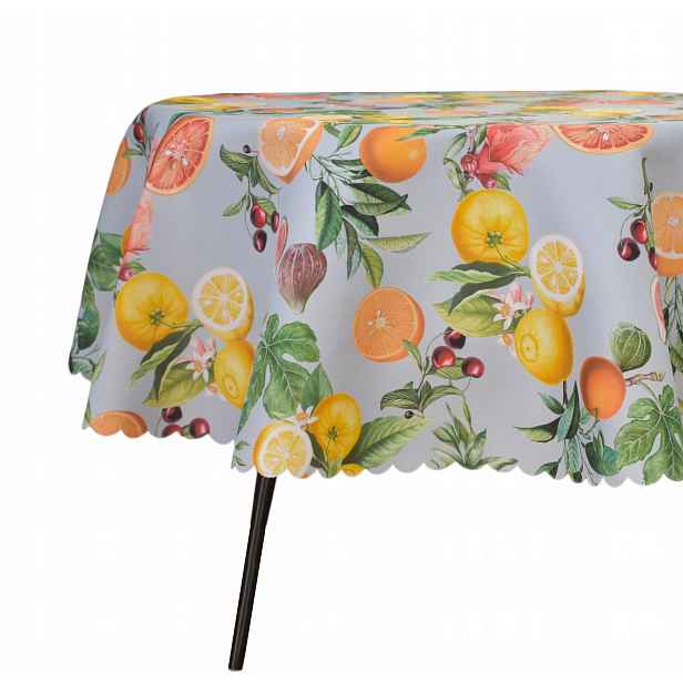 Skvrnitý Ubrus Ovál 140X280 CM Šedomodrý Oranžový Ovoce Oválný