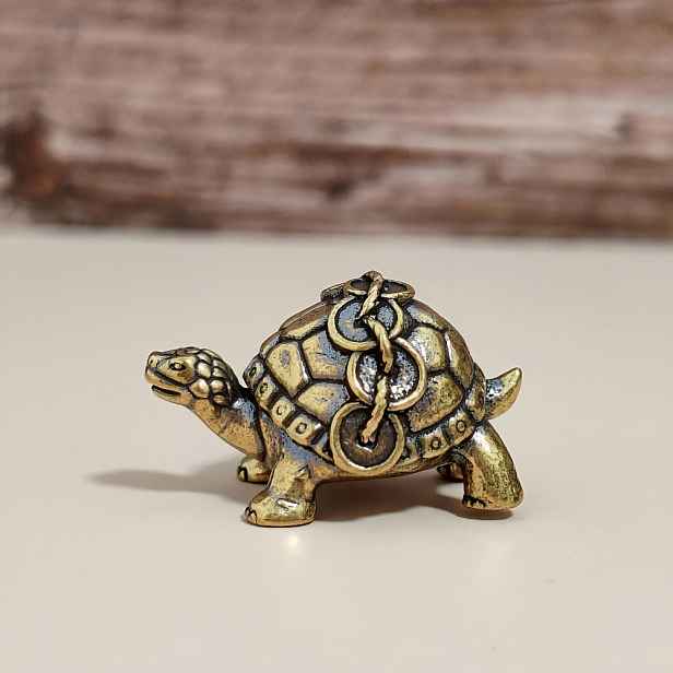 TEMU Sběratelské figurky, Vintage mosazná želva s peněžní taškou, Slavnostní dekorace do domácnosti a kuchyně, Malá soška, Bez nutnosti napájení,