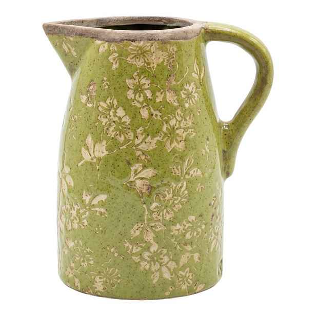 Zelený keramický džbán Rustic Wild Herb M - 16*12*19 cm Clayre & Eef
