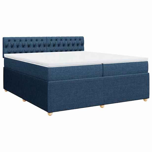 vidaXL Box spring postel s matrací modrá 200x200 cm textil