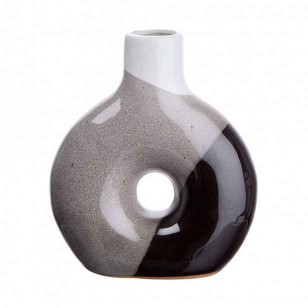 Butlers LOOP Váza 20 cm - bílá/černá