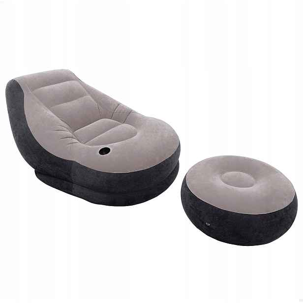 Nafukovací křeslo Intex 68564NP Ultra Lounge s podnožkou Velur Flok