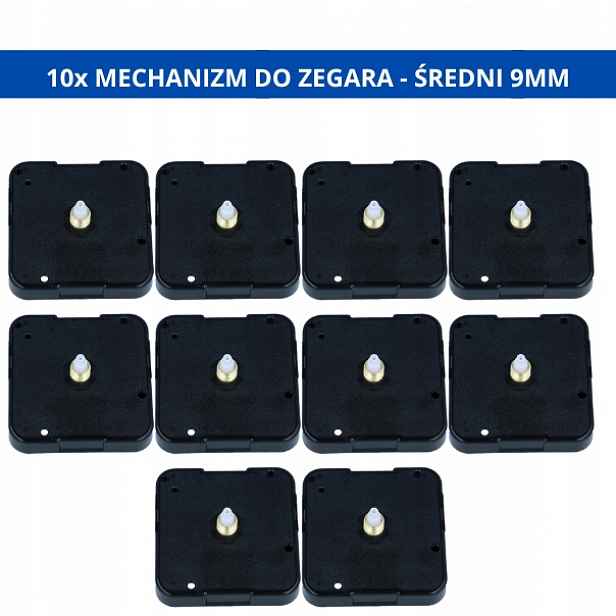 Sada hodinových strojků 10 ks střední závit 9 mm