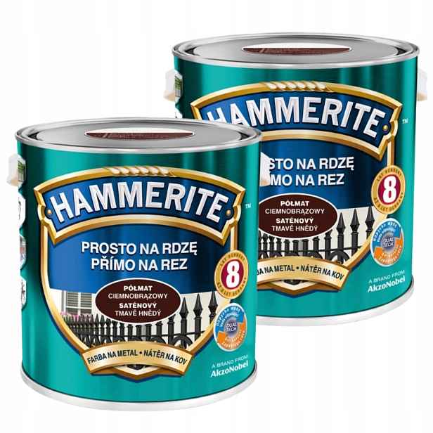 Hammerite Na Kov 5L Přímo Na Rez Polomat Tmavě Hnědý Set 2x2,5L