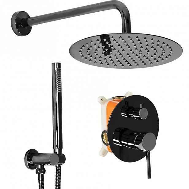 Sprchový set podomítkový Rea Lungo černá metalická + BOX