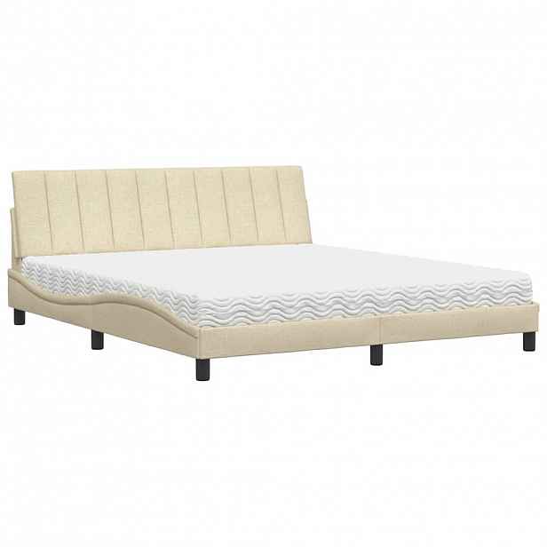 vidaXL Postel s matrací Hanko krémová 180 x 200 cm textil
