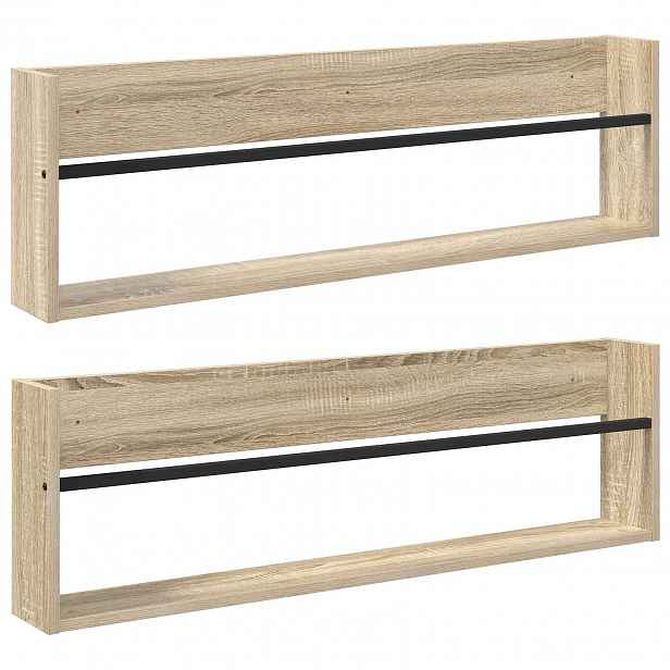vidaXL Regál na časopisy s policí 2 ks Sonoma dub 100 x 12 x 30 cm