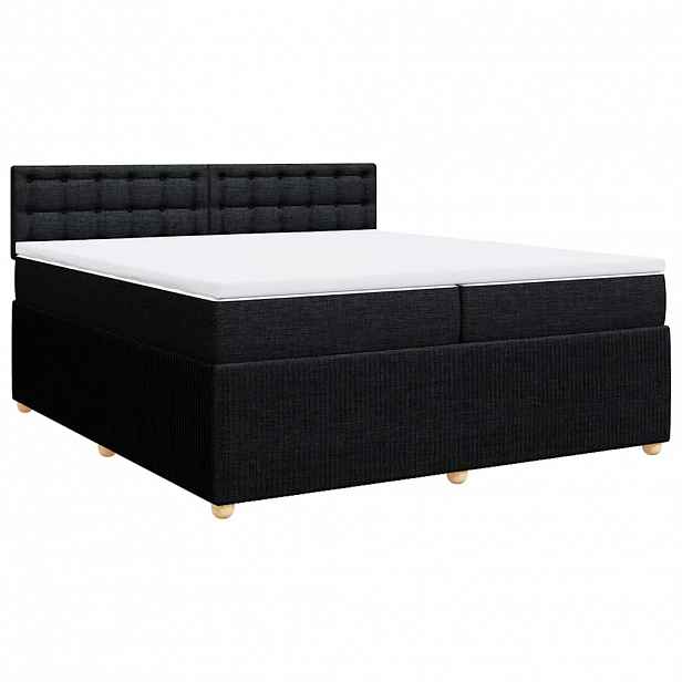vidaXL Box spring postel s matrací černá 200x200 cm textil