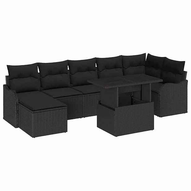 vidaXL Sada zahradních pohovek 8 ks Černá [Syntetika]: Poly Ratan