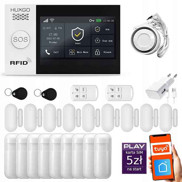 Bezdrátový alarm WiFi Gsm 4G, Tuya, alarmová sada Huxgo HXA007 4G