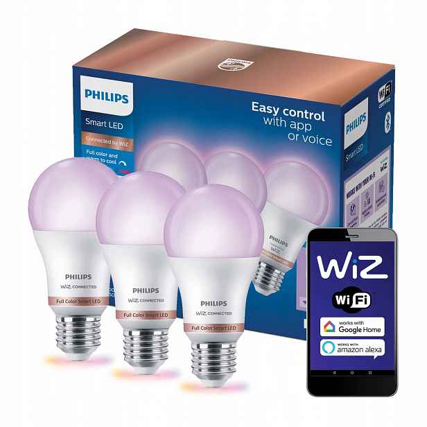 Led žárovka E27 A60 8,8W 60W Rgb Smart WiFi Aplikace WiZ Philips 3 ks