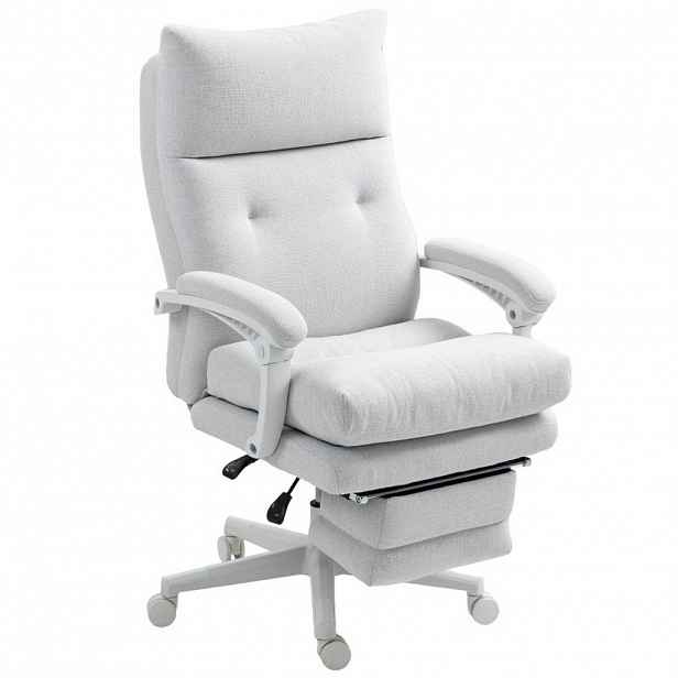 SHOPENTRA ERGONOMICKÉ otočné židle s bederní opěrkou a podnožkou, krémově bílá