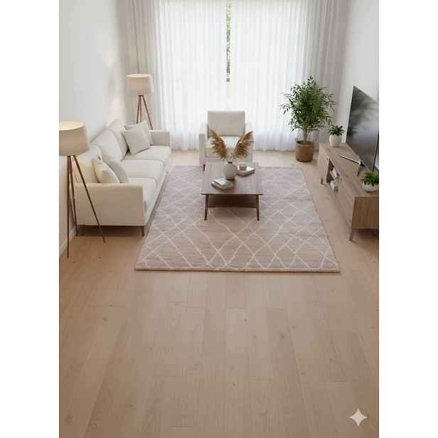Koberec shaggy Nobel 160x230 cm růžový pudrový krém geometrický měkký