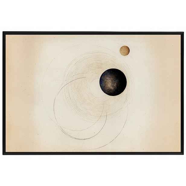 Plakát Rámeček Hliníkový Abstraktní Vesmír Orbita Planeta Sfera Retro 60x40
