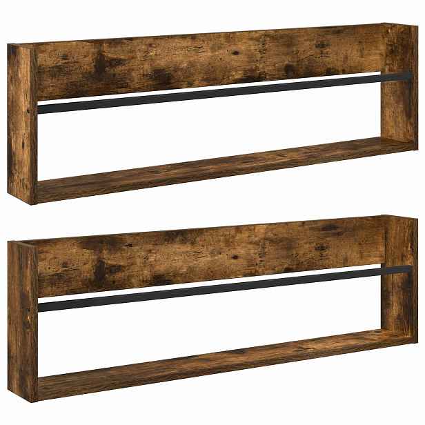 vidaXL Regál na časopisy s policí 2 ks Kouřový dub 100 x 12 x 30 cm