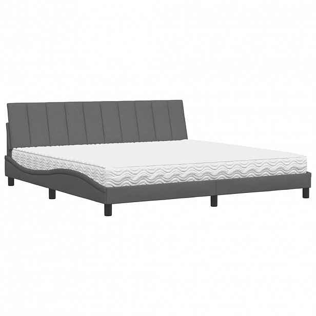 vidaXL Postel s matrací Hanko tmavě šedá 200 x 200 cm textil