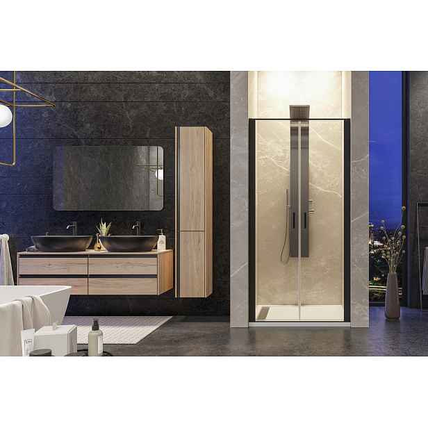 YES BLACK B2 90 sprchové dveře do niky dvoukřídlé 87-91cm