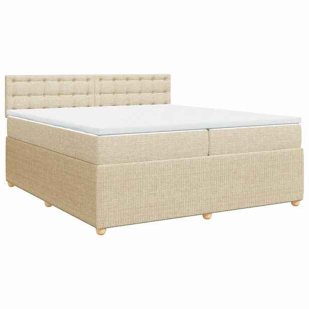 vidaXL Box spring postel s matrací krémová 200x200 cm textil