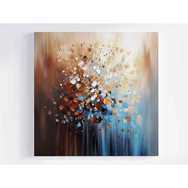 Obraz Na Plátně Canvas Abstrakce Hnědá Béžová Tyrkysová Špachtle Impasto 60x60