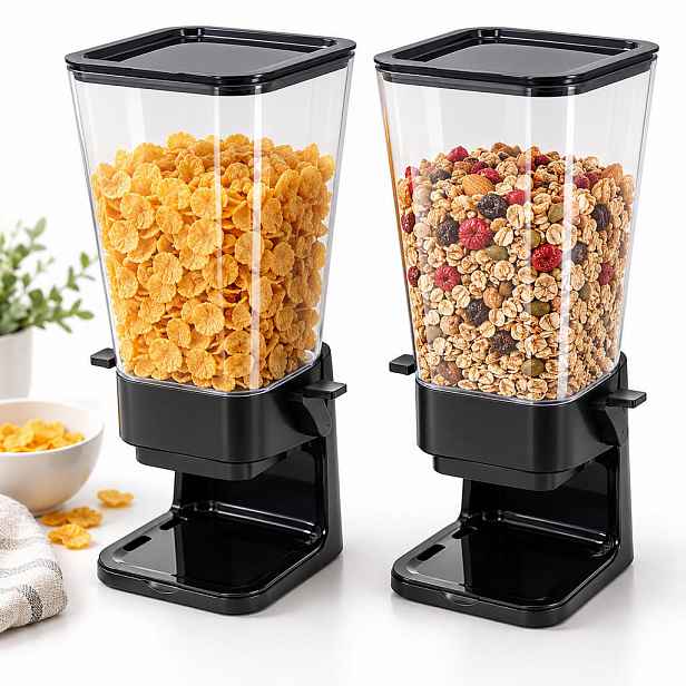Relaxdays DÁVKOVAČ Černý 2-dílná sada na cereálie plast