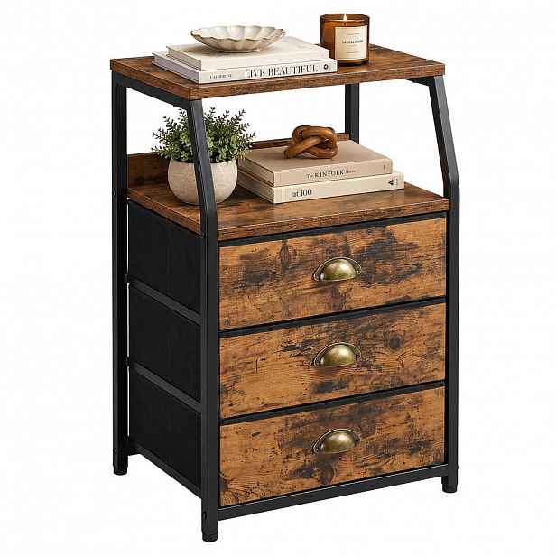 Relaxdays KOMODA vintage hnědá 3 zásuvky MDF