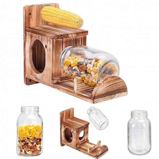 Wooden squirrel feeder trvanlivé krmítko pro veverky na ořechy do zahrady