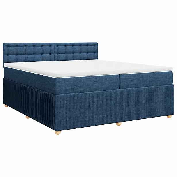vidaXL Box spring postel s matrací modrá 200x200 cm textil
