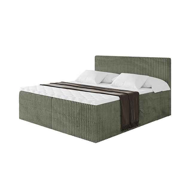 ALTDECOR KONTINENTÁLNÍ POSTEL s matrací H3 - TOLO - 160x200 cm Olivově zelená