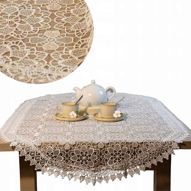 Gipiurový ubrus na lavici, dekorační ubrus 80x140 cm ovál bílý Lusia