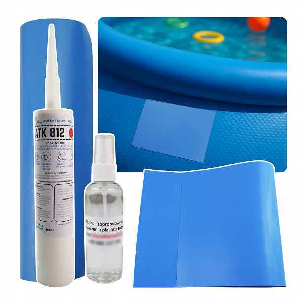 Opravná sada Pvc záplata 50x27 cm Polymerové lepidlo 400 g pro opravu bazénů