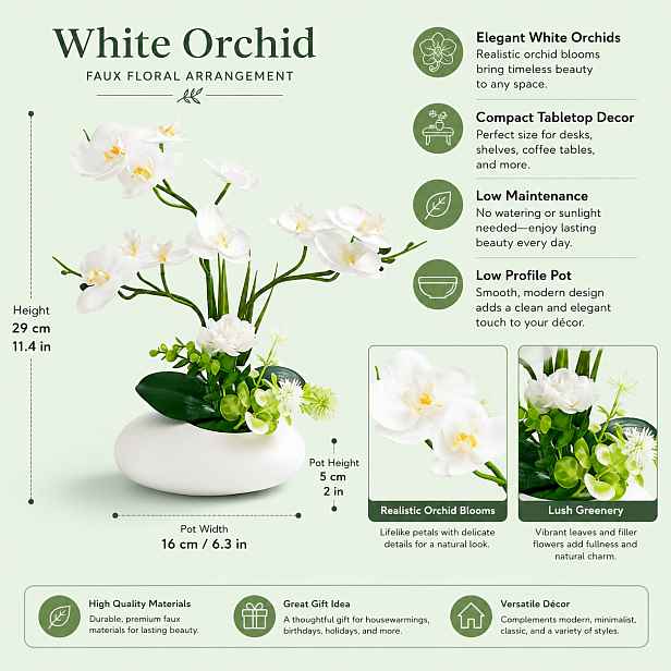 TEMU 1 ks Umělá orchidej Phalaenopsis v květináči s realistickým květináčem, věrohodná dekorativní zeleň pro domácí dekoraci, sváteční výzdobu a