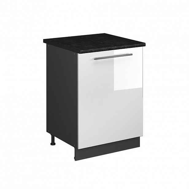 Vicco SPODNÍ SKŘÍŇKA KUCHYŇSKÉ LINKY Fame-Line, Bílá vysoký lesk/Antracit, 60 cm 1 dvířka s pracovní deskou