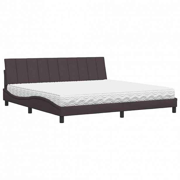 vidaXL Postel s matrací Hanko tmavě hnědá 200 x 200 cm textil