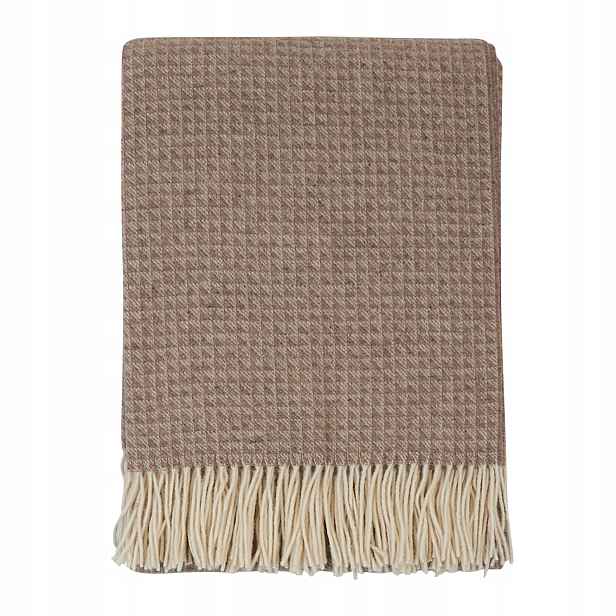 Kašmírová vlněná deka Merynos 140x200 dárek premium, přírodní, teplá