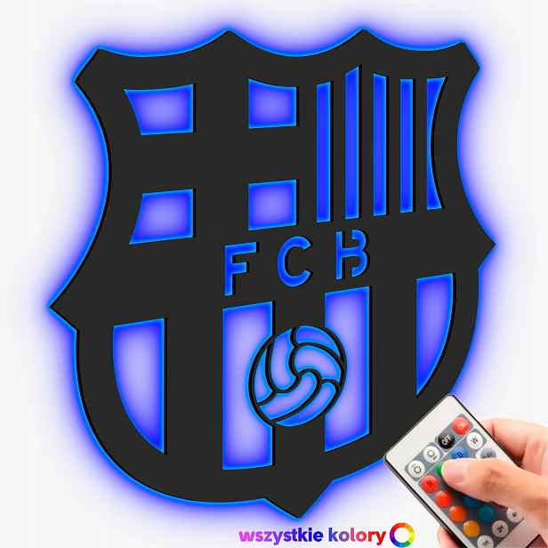 Fc Barcelona Obraz Dřevěný fotbalový erb Dárek Noční Lampa Led